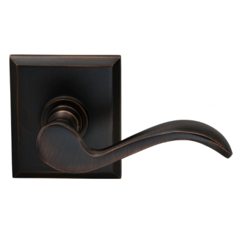 Omnia 895RT Wave Door Lever Set with Rectangular Rose Tuscan Bronze (TB)