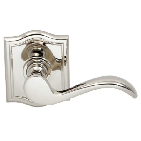 Omnia 895AR Wave Door Lever Set with Arched Rose Polished Nickel (US14)