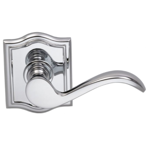 Omnia 895AR Wave Door Lever Set with Arched Rose Polished Chrome (US26)