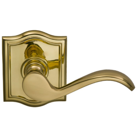 Omnia 895AR Wave Door Lever Set with Arched Rose Polished Brass (US3)