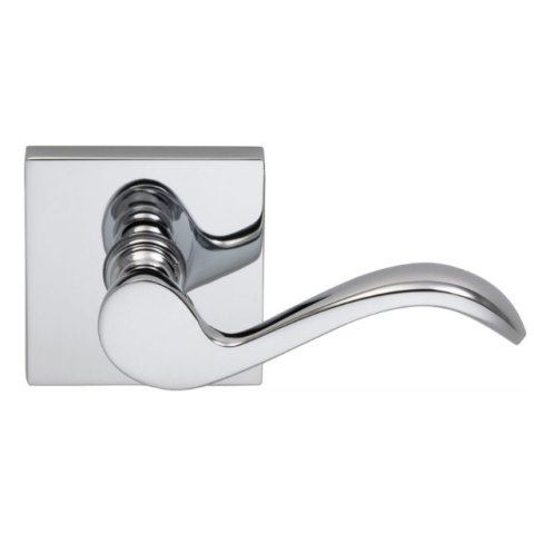 Omnia 895SQ Wave Door Lever Set with Square Rose Polished Chrome (US26)