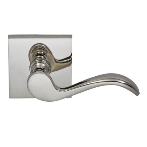 Omnia 895SQ Wave Door Lever Set with Square Rose Polished Nickel (US14)