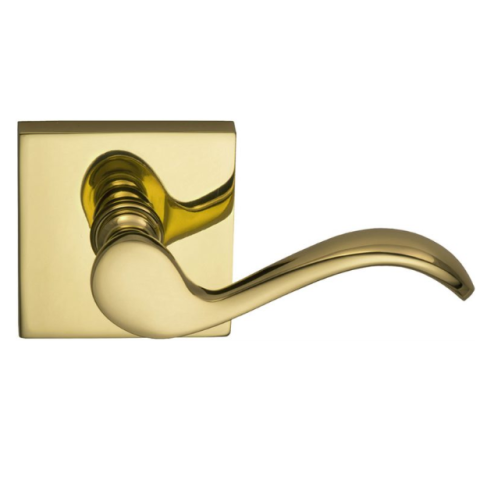 Omnia 895SQ Wave Door Lever Set with Square Rose Polished Brass (US3)