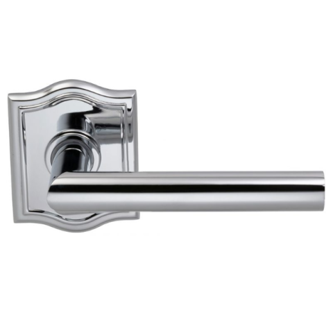 Omnia 912AR-15 Modern Door Lever Set with Arched Rose Polished Chrome (US26)