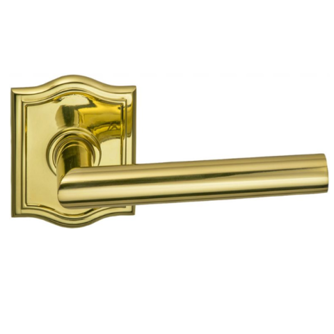 Omnia 912AR-15 Modern Door Lever Set with Arched Rose Polished Brass (US3)