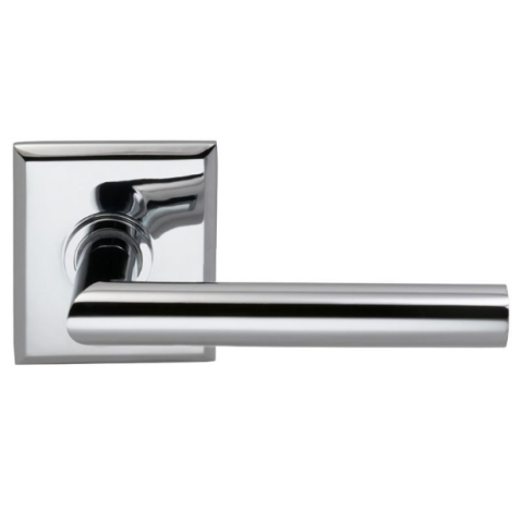 Omnia 912RT Modern Door Lever Set with Rectangular Polished Chrome (US26)