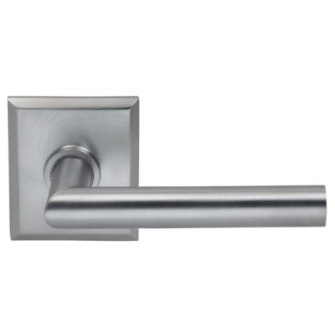 Omnia 912RT Modern Door Lever Set with Rectangular Satin Chrome (US26)