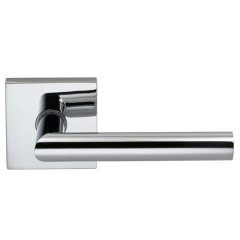 Omnia 912SQ Modern Door Lever Set with Square Rose Polished Chrome (US26)