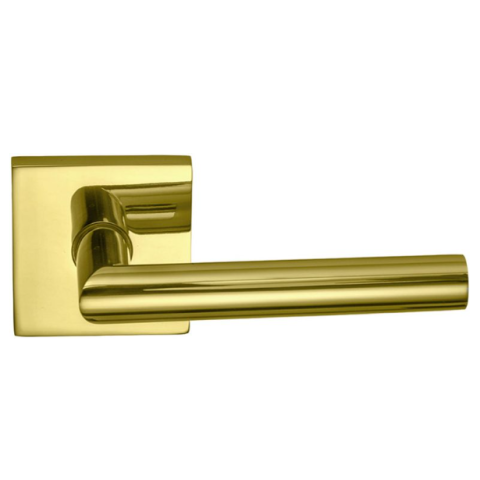 Omnia 912SQ Modern Door Lever Set with Square Rose Polished Brass (US3)