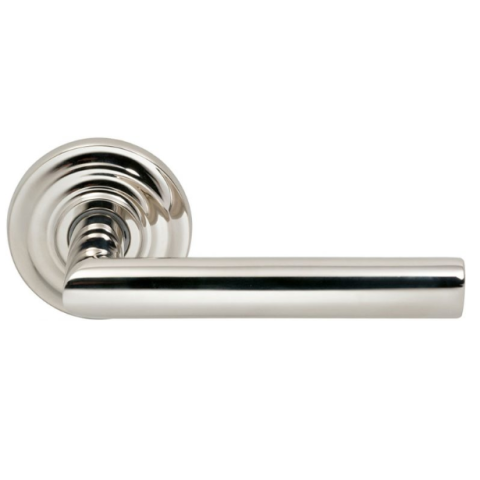 Omnia 912TD Modern Door Lever Set with Traditional Rose Polished Nickel (US14)