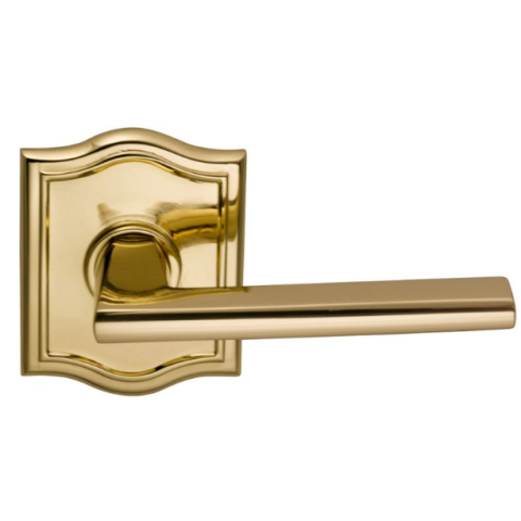 Omnia 925AR-15 Contemporary Door Lever Set with Arched Rose Polished Brass (US3)