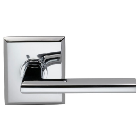 Omnia 925RT Contemporary Door Lever Set with Rectangular Rose Polished Chrome (US26)