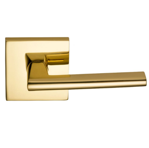 Omnia 925SQ-15 Contemporary Door Lever Set with Square Rose Polished Brass (US3)