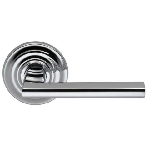 Omnia 925TD Contemporary Door Lever Set with Traditional Rose Polished Chrome (US26)