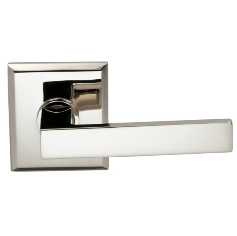 Omnia 930RT Square Door Lever Set with Rectangular Rose Polished Nickel (US14)