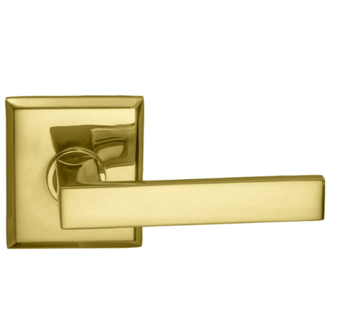 Omnia 930RT Square Door Lever Set with Rectangular Rose Polished Brass (US3)