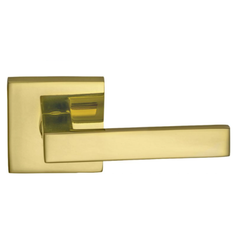 Omnia 930SQ Square Door Lever Set with Square Rose Polished Brass (US3)