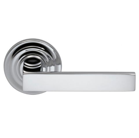 Omnia 930TD Square Door Lever Set with Traditional Rose Polished Chrome (US26)