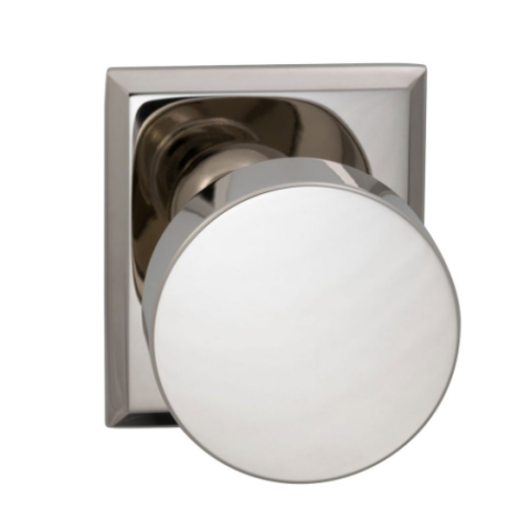 Omnia 935RT Modern Door Knob Set with Rectangular Rose Polished Nickel (US14)