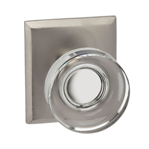 Omnia 936RT Glass Door Knob Set with Rectangular Rose Satin Nickel (US15)