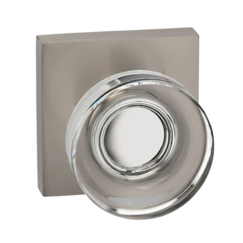 Omnia 936SQ Glass Door Knob Set with Square Rose Satin Nickel (US15)