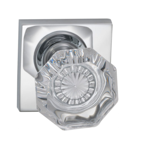 Omnia 955SQ Glass Door Knob Set with Square Rose Polished Chrome (US26)