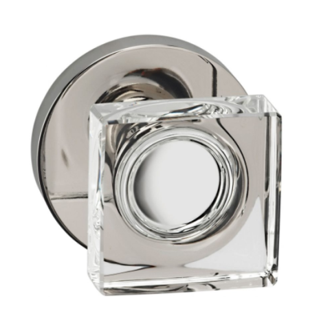 Omnia 956MD Glass Door Knob Set with Modern Rose Polished Nickel (US14)