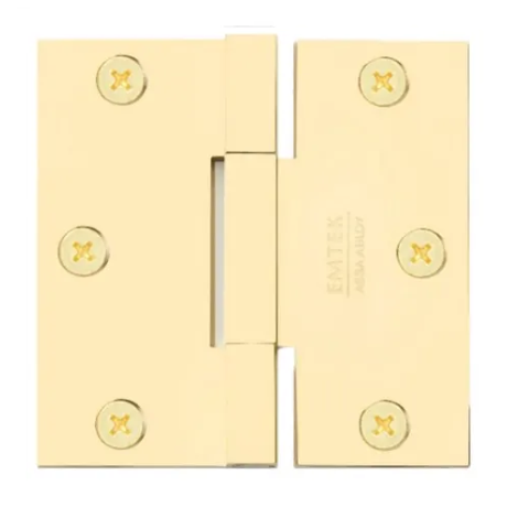 Emtek 96313 3.5" x 3.5" Solid Brass Square Barrel Heavy Duty Hinges (Pair) Unlacquered Brass (US3NL)