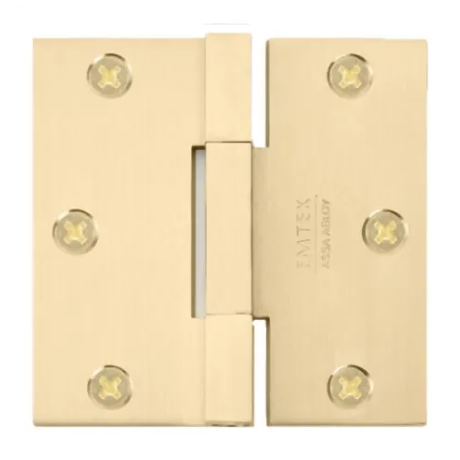 Emtek 96313 3.5" x 3.5" Solid Brass Square Barrel Heavy Duty Hinges (Pair) Satin Brass (US4)