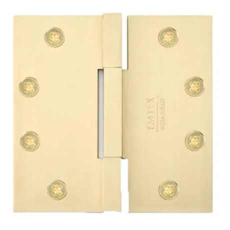 Emtek 96315 4.5" x 4.5" Solid Brass Square Barrel Heavy Duty Hinges (Pair) Satin Brass (US4)