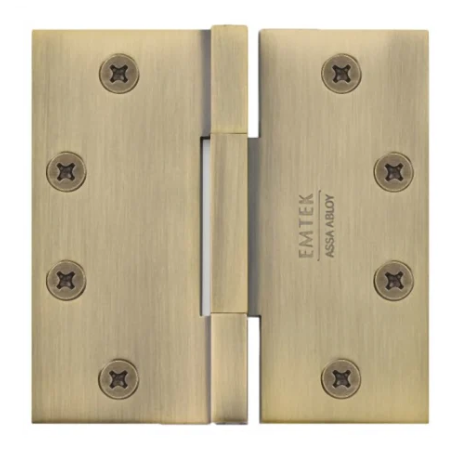 Emtek 96315 4.5" x 4.5" Solid Brass Square Barrel Heavy Duty Hinges (Pair) French Antique (US7)