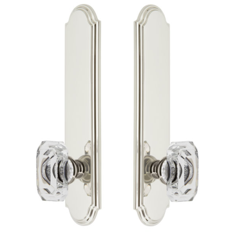 Grandeur Arc Tall Plate with Choice of Knob or Lever Polished Nickel