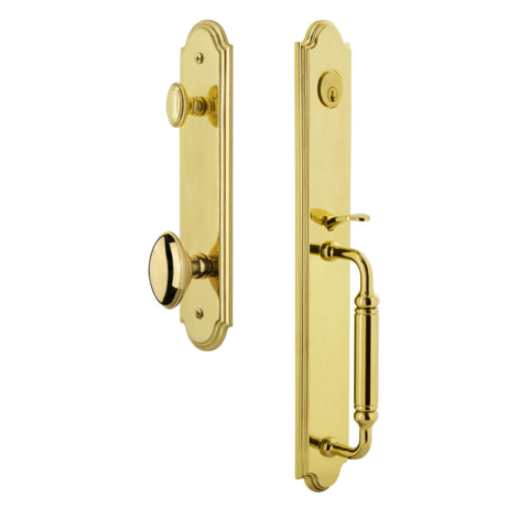 Grandeur Arc One-Piece Handleset with "C" Grip Lifetime Brass