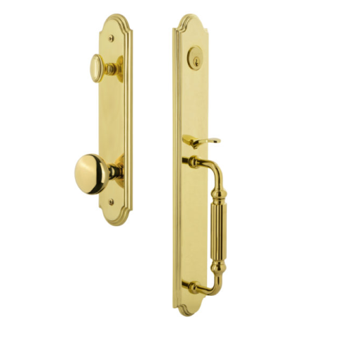 Grandeur Arc One-Piece Handleset with "F" Grip Lifetime Brass