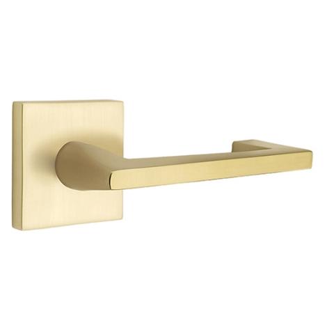 Emtek Brass Argos Door Lever Set with Square Rose Satin Brass