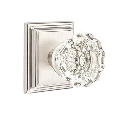 Emtek Astoria Clear Door knob with Wilshire Rose Satin Nickel (US15)