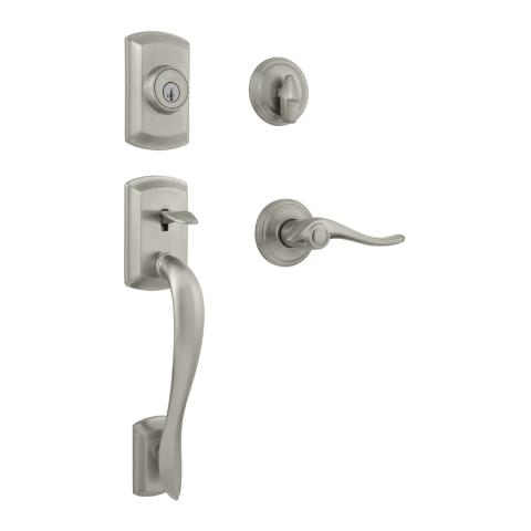 Kwikset Avalon Handleset shown with Avalon Lever in Satin Nickel (15)