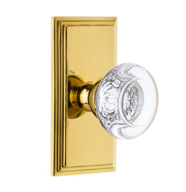 Grandeur Bordeaux Crystal Door Knob Set with Choice of Arc or