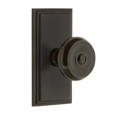 Grandeur Bouton Door Knob Set with Carre Rose in Timeless Bronze