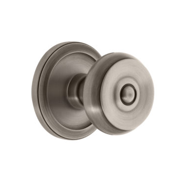 Grandeur Bouton Door Knob with Circulaire Rose Antique Pewter