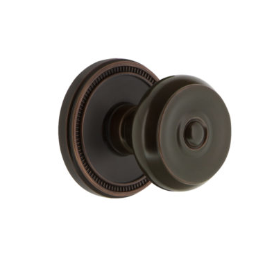 Grandeur Bouton Door Knob with Soleil Rose Timeless Bronze