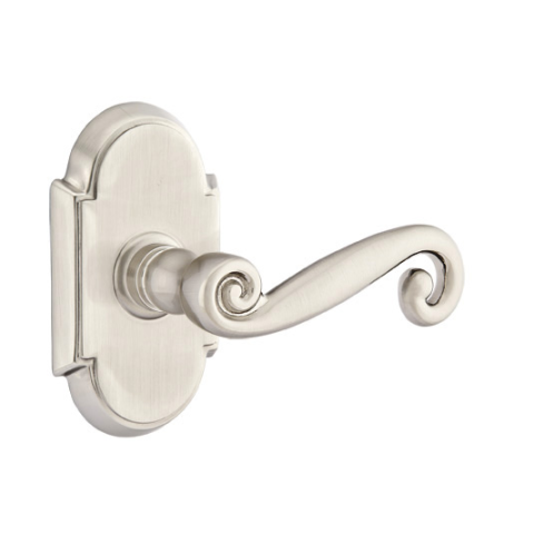 Emtek Rustic Door Lever with #8 Rose Satin Nickel (US15)