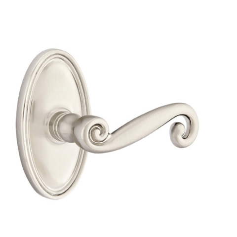 Emtek Rustic Door Lever with Oval Rose Satin Nickel (US15)