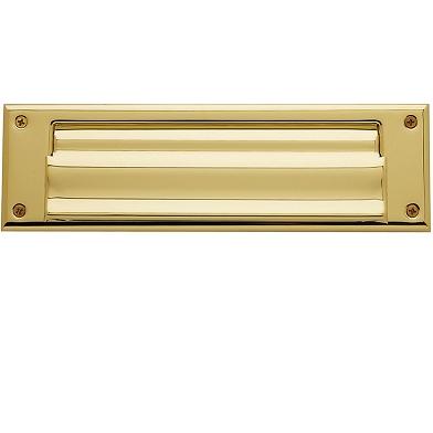 Baldwin 0017 Magazine Size Double Flap Letter Box Plate Lifetime Polished Brass