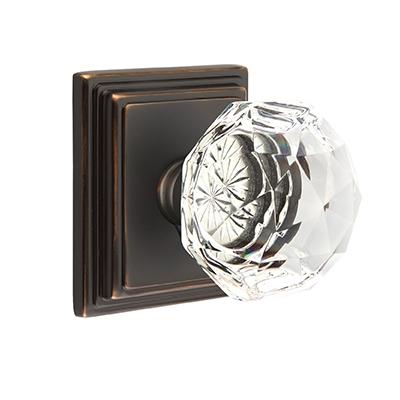 Emtek Diamond Crystal Door knob with Wilshire Rose Oil Rubbed Bronze (US10B)