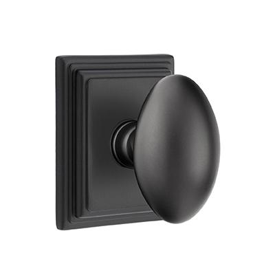 Emtek Egg Door knob with Wilshire Rose Flat Black (US19)