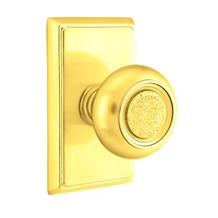 Emtek Belmont Door knob with Rectangular Rose Polished Brass (US3)