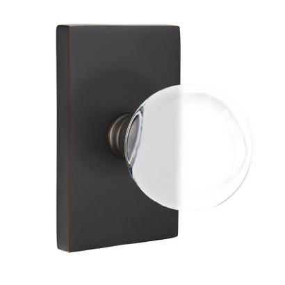 Emtek Modern Bristol Door Knob with Modern Rectangular Rosette Oil Rubbed Bronze