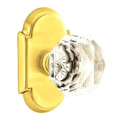 Emtek Diamond Crystal Door knob with #8 Rose Polished Brass (US3)