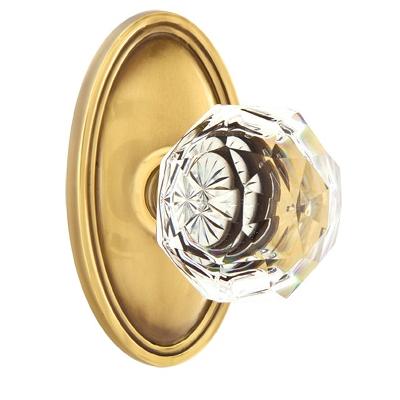 Emtek Diamond Crystal Door knob with Oval Rose French Antique (US7)